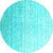 Round Machine Washable Abstract Turquoise Contemporary Area Rugs, wshcon959turq