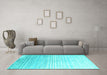 Machine Washable Abstract Turquoise Contemporary Area Rugs in a Living Room,, wshcon959turq