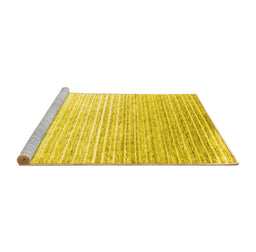 Sideview of Machine Washable Abstract Yellow Contemporary Rug, wshcon959yw