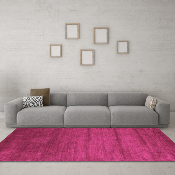 Machine Washable Abstract Pink Contemporary Rug in a Living Room, wshcon95pnk