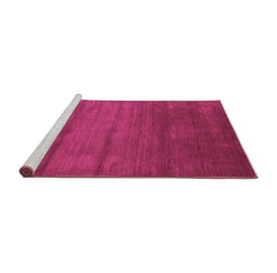 Sideview of Machine Washable Abstract Pink Contemporary Rug, wshcon95pnk