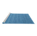 Serging Thickness of Machine Washable Contemporary Blue Rug, wshcon96