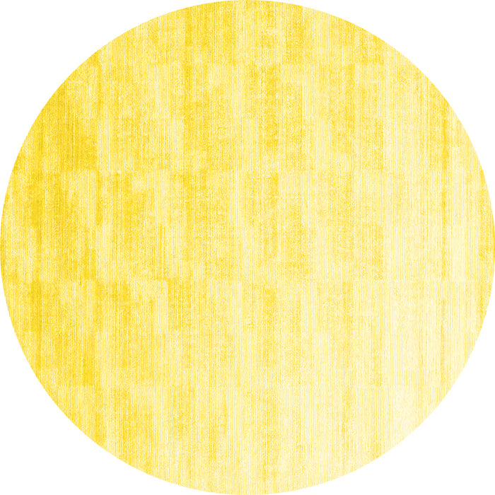 Round Machine Washable Solid Yellow Modern Rug, wshcon960yw