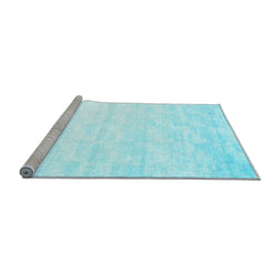 Sideview of Machine Washable Solid Light Blue Modern Rug, wshcon960lblu