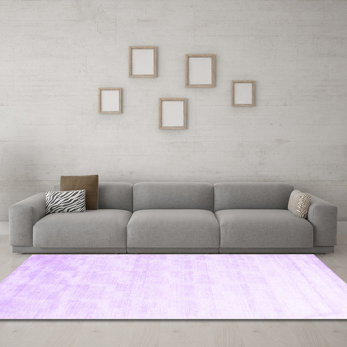 Machine Washable Solid Purple Modern Area Rugs in a Living Room, wshcon960pur