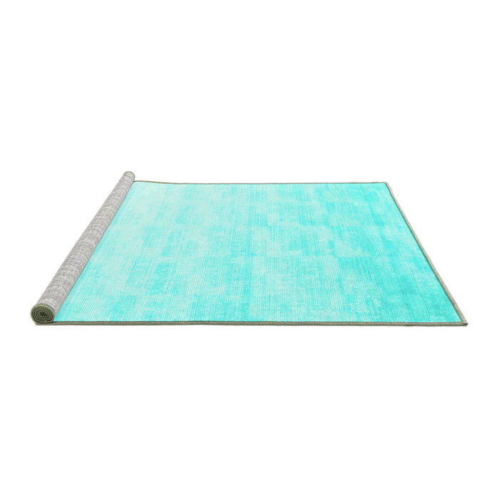Sideview of Machine Washable Solid Turquoise Modern Area Rugs, wshcon960turq