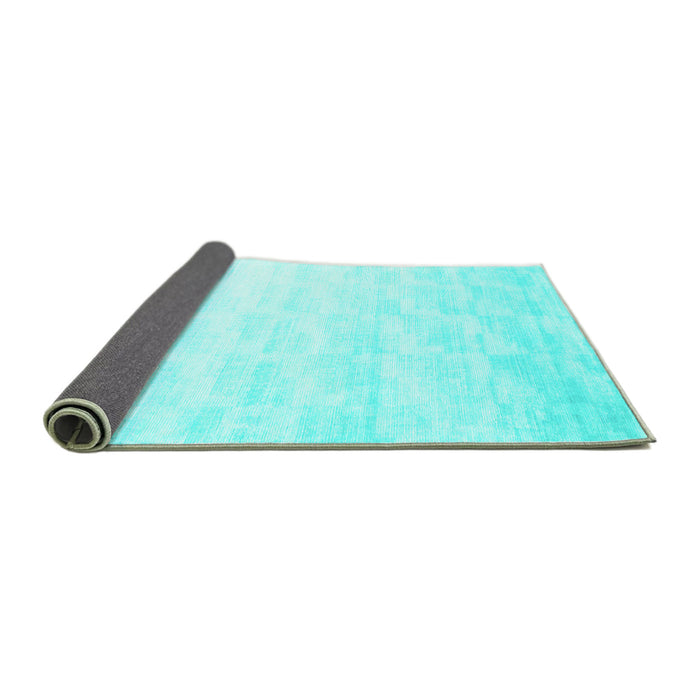 Sideview of Solid Turquoise Modern Rug, con960turq