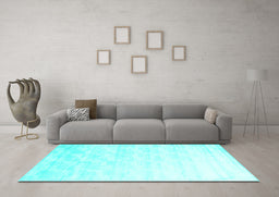 Machine Washable Solid Turquoise Modern Area Rugs in a Living Room,, wshcon960turq