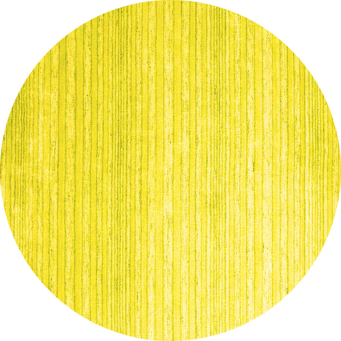 Round Machine Washable Abstract Yellow Contemporary Rug, wshcon961yw