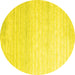 Round Machine Washable Abstract Yellow Contemporary Rug, wshcon961yw