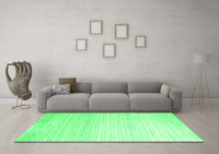 Machine Washable Abstract Green Contemporary Rug, wshcon961grn