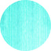 Round Abstract Turquoise Contemporary Rug, con961turq