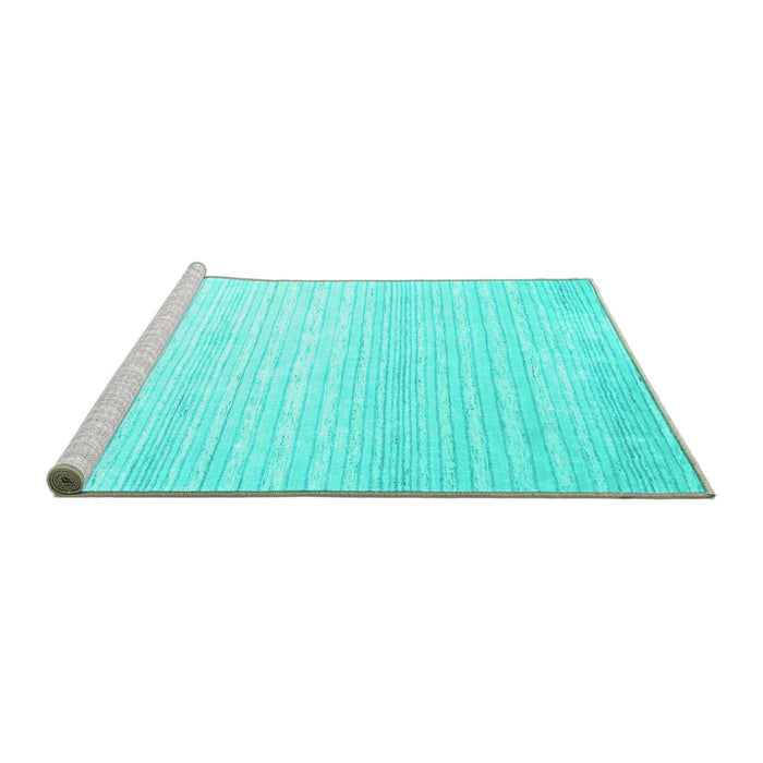 Sideview of Machine Washable Abstract Turquoise Contemporary Area Rugs, wshcon961turq