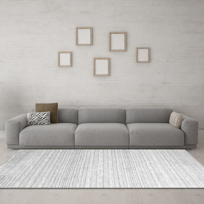 Machine Washable Abstract Gray Contemporary Rug in a Living Room,, wshcon961gry
