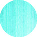 Round Machine Washable Abstract Turquoise Contemporary Area Rugs, wshcon961turq