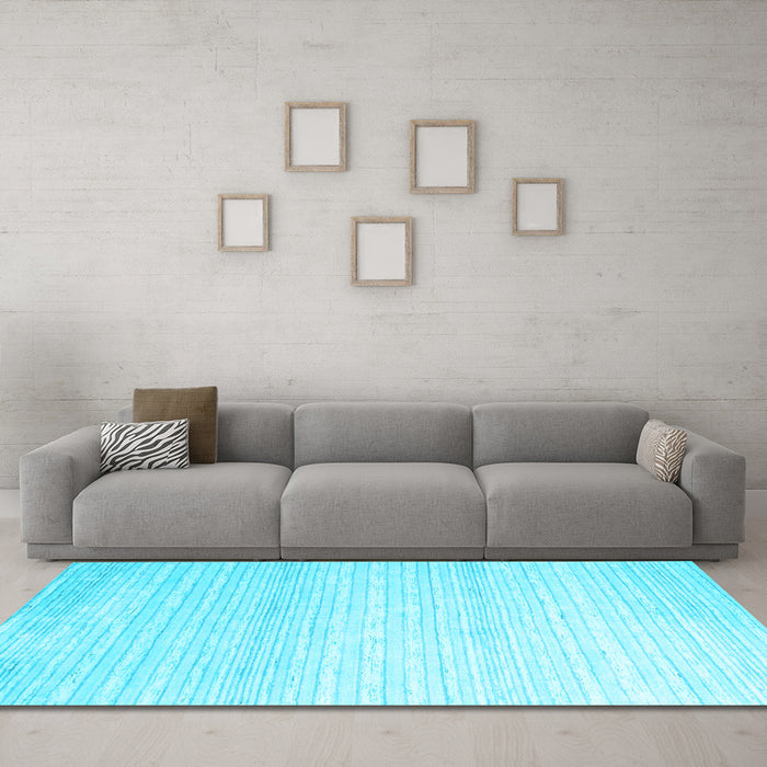 Machine Washable Abstract Light Blue Contemporary Rug in a Living Room, wshcon961lblu