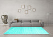 Machine Washable Abstract Turquoise Contemporary Area Rugs in a Living Room,, wshcon961turq