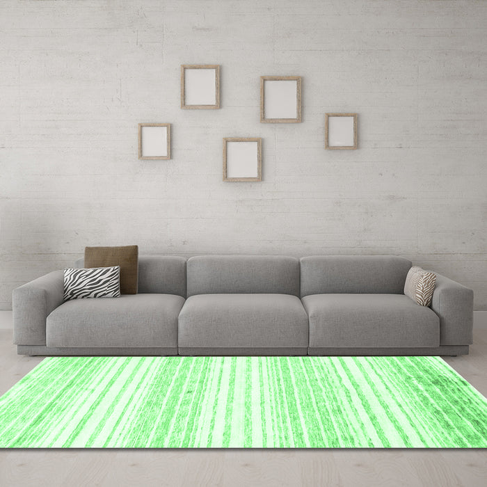 Machine Washable Abstract Emerald Green Contemporary Area Rugs in a Living Room,, wshcon962emgrn