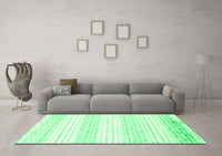 Machine Washable Abstract Green Contemporary Rug, wshcon962grn