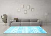 Machine Washable Abstract Light Blue Contemporary Rug, wshcon962lblu