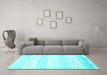 Machine Washable Abstract Turquoise Contemporary Area Rugs in a Living Room,, wshcon962turq