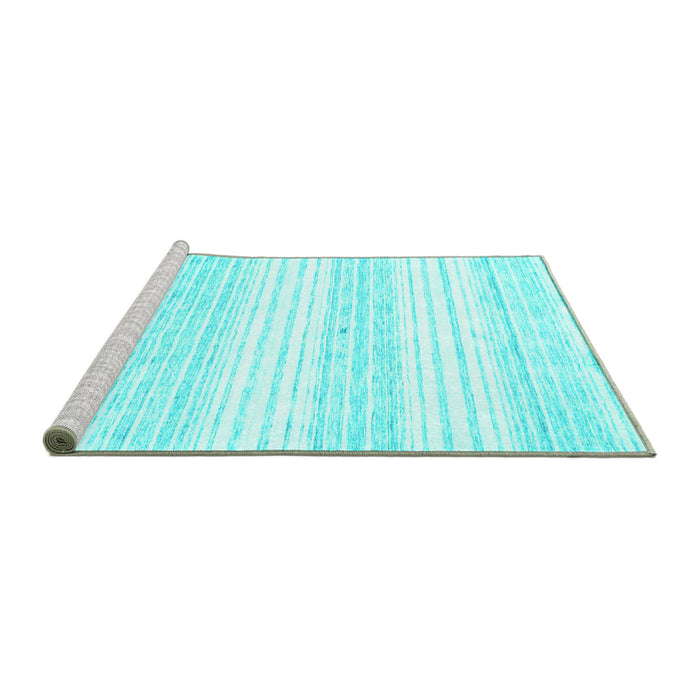 Sideview of Machine Washable Abstract Turquoise Contemporary Area Rugs, wshcon962turq