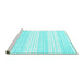 Sideview of Machine Washable Abstract Turquoise Contemporary Area Rugs, wshcon962turq