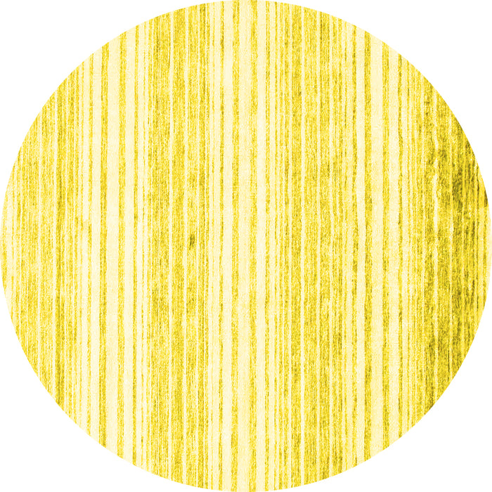 Round Machine Washable Abstract Yellow Contemporary Rug, wshcon962yw
