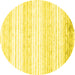 Round Machine Washable Abstract Yellow Contemporary Rug, wshcon962yw
