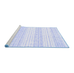 Sideview of Machine Washable Abstract Blue Contemporary Rug, wshcon962blu