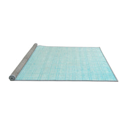 Sideview of Machine Washable Solid Light Blue Modern Rug, wshcon963lblu