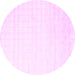 Round Machine Washable Solid Pink Modern Rug, wshcon963pnk
