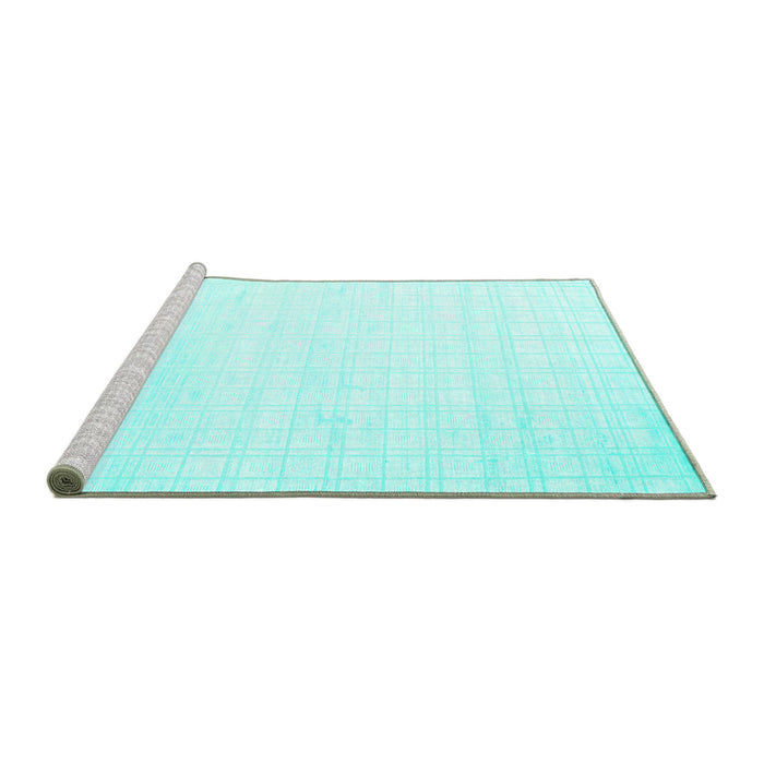 Sideview of Machine Washable Solid Turquoise Modern Area Rugs, wshcon963turq
