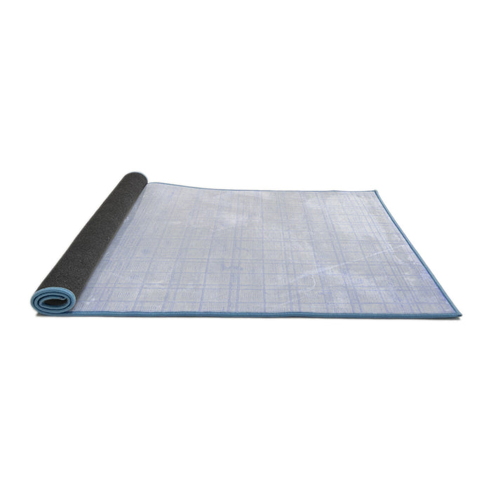 Sideview of Solid Blue Modern Rug, con963blu