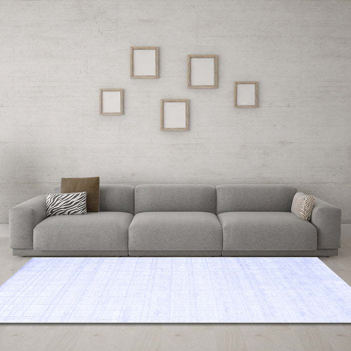 Machine Washable Solid Blue Modern Rug in a Living Room, wshcon963blu