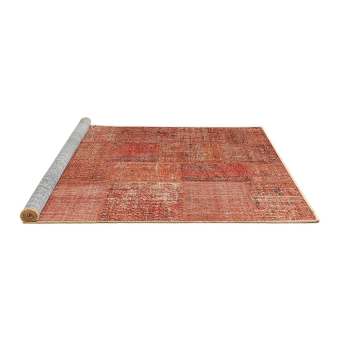 Serging Thickness of Machine Washable Contemporary Fire Red Rug, wshcon964