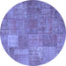 Round Patchwork Blue Transitional Rug, con964blu