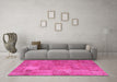 Machine Washable Patchwork Pink Transitional Rug in a Living Room, wshcon964pnk