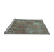Sideview of Machine Washable Patchwork Light Blue Transitional Rug, wshcon964lblu