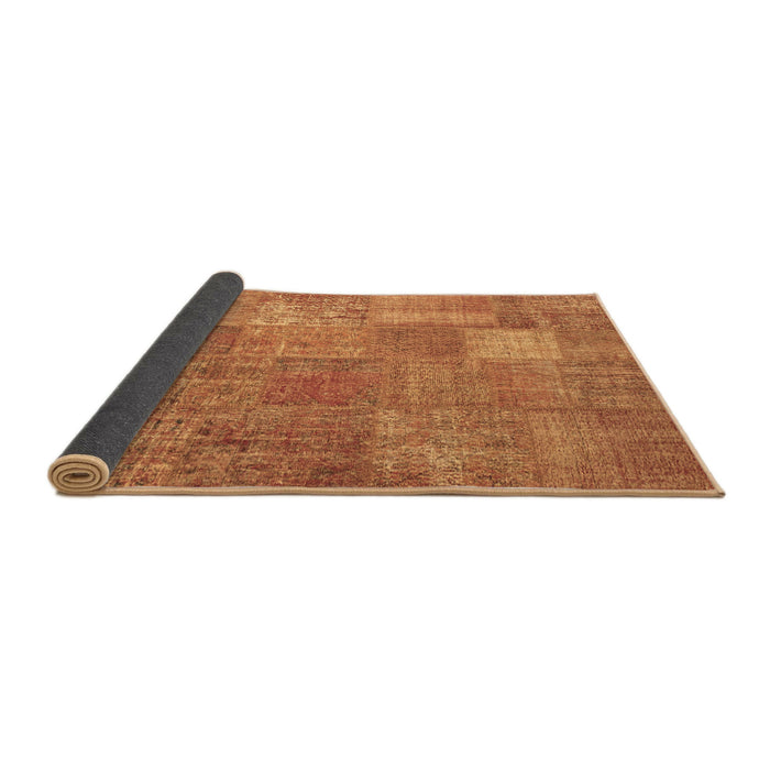Sideview of Patchwork Brown Transitional Rug, con964brn