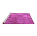 Sideview of Machine Washable Patchwork Purple Transitional Area Rugs, wshcon964pur