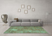 Machine Washable Patchwork Turquoise Transitional Area Rugs in a Living Room,, wshcon964turq