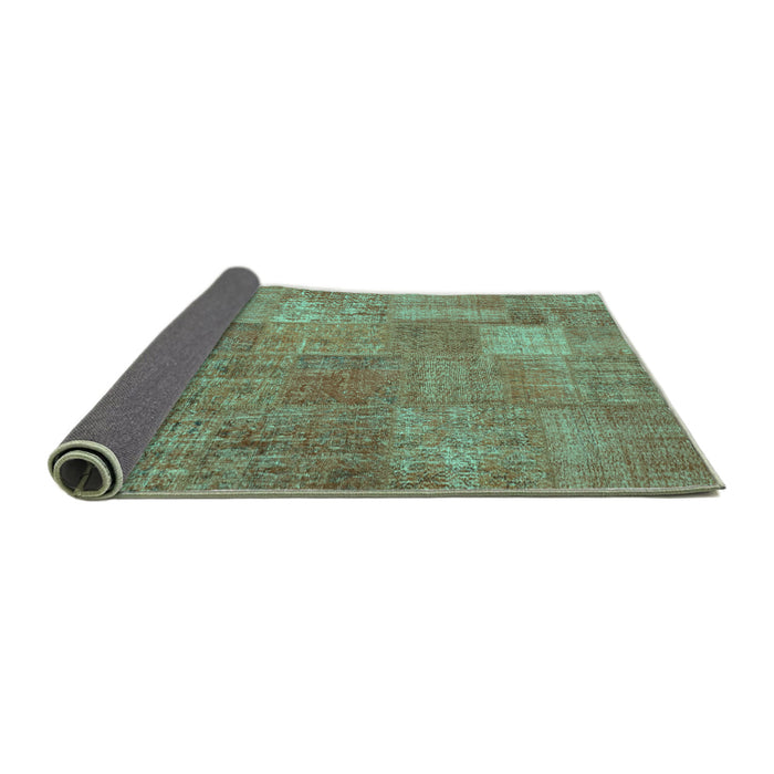 Sideview of Patchwork Turquoise Transitional Rug, con964turq