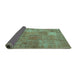 Sideview of Patchwork Turquoise Transitional Rug, con964turq