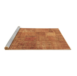 Sideview of Machine Washable Patchwork Brown Transitional Rug, wshcon964brn