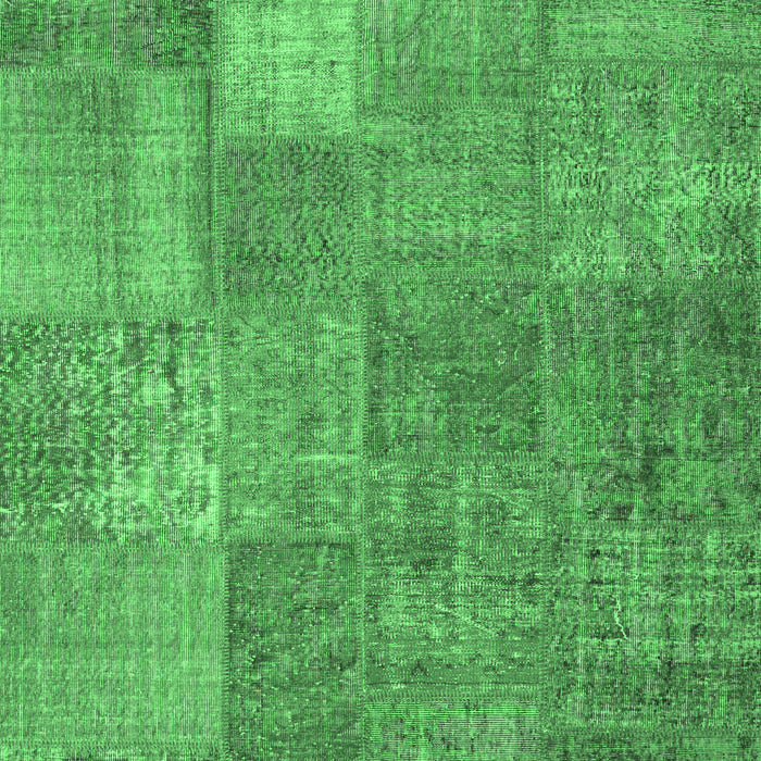 Machine Washable Patchwork Emerald Green Transitional Area Rugs, wshcon964emgrn