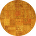 Round Patchwork Yellow Transitional Rug, con964yw