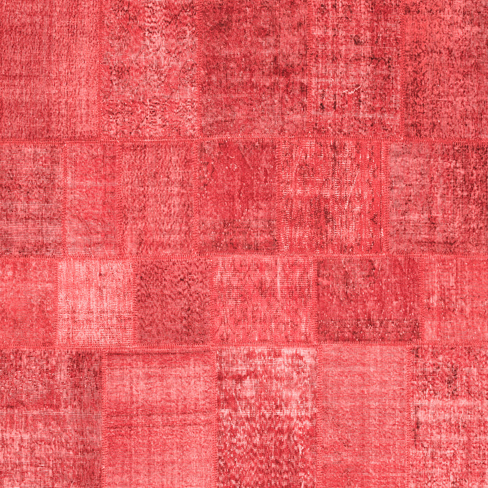 Machine Washable Patchwork Red Transitional Rug, wshcon964red