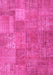 Machine Washable Patchwork Pink Transitional Rug, wshcon964pnk