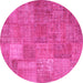 Round Patchwork Pink Transitional Rug, con964pnk